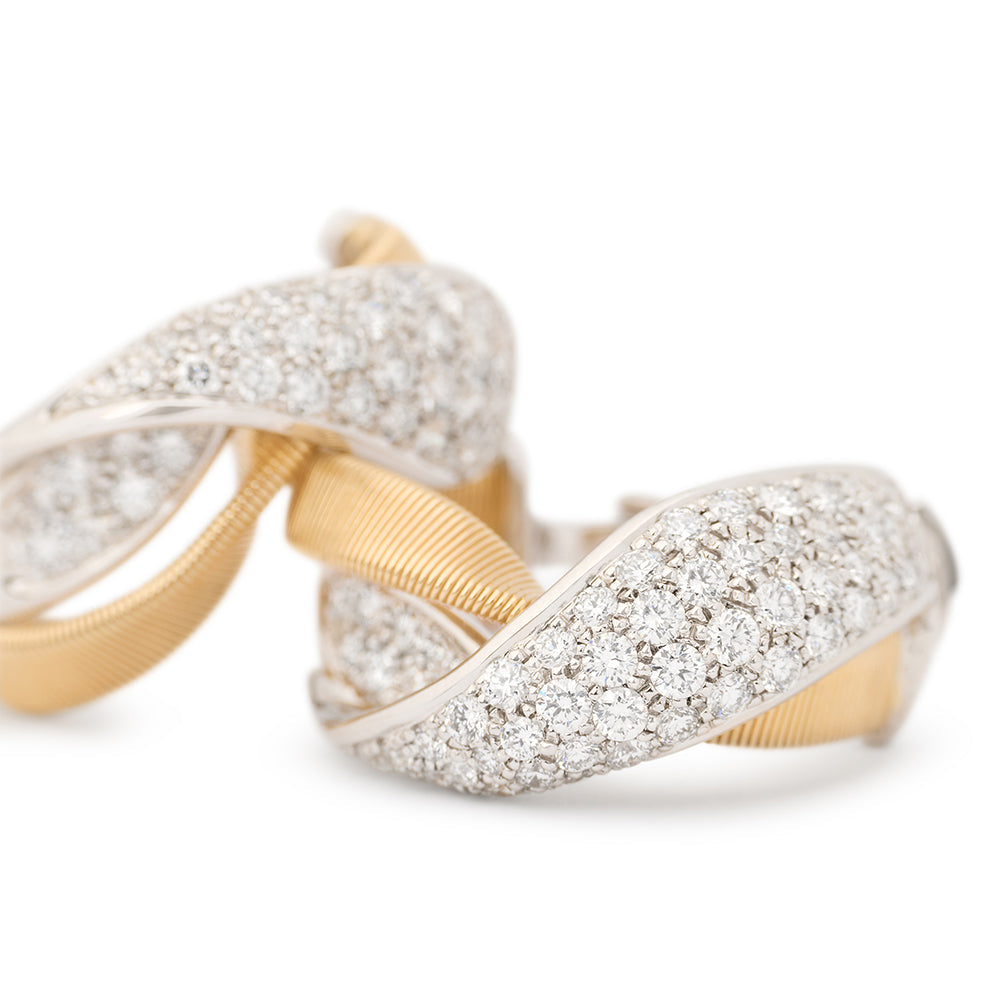 Marco Bicego Marrakech Twisted Diamond Hoops | King Jewelers