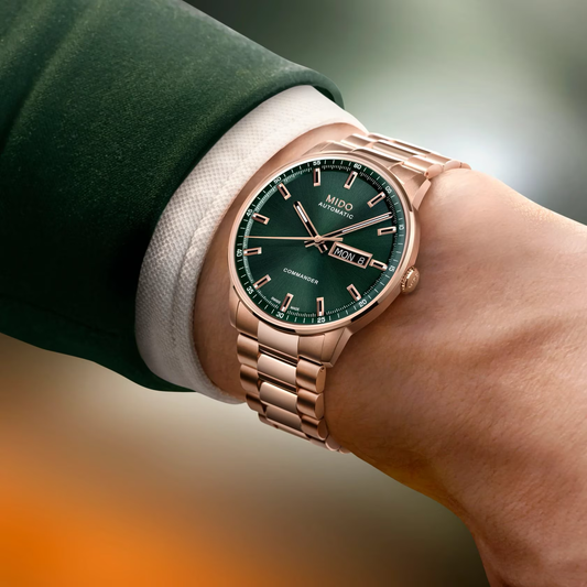 Mido Commander Big Date 40mm Green Rubber Strap Watch