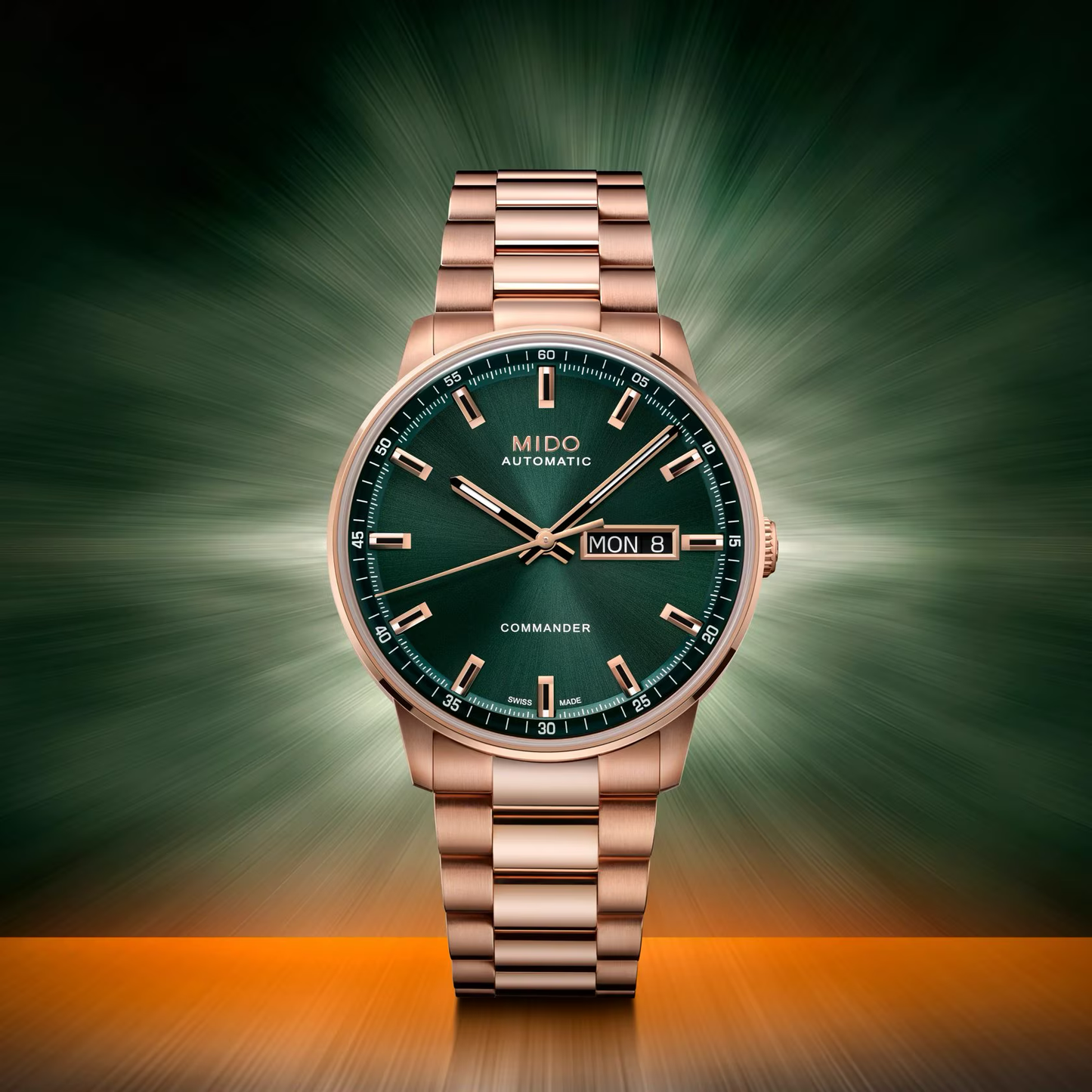 Mido Commander Big Date 40mm Green Rubber Strap Watch