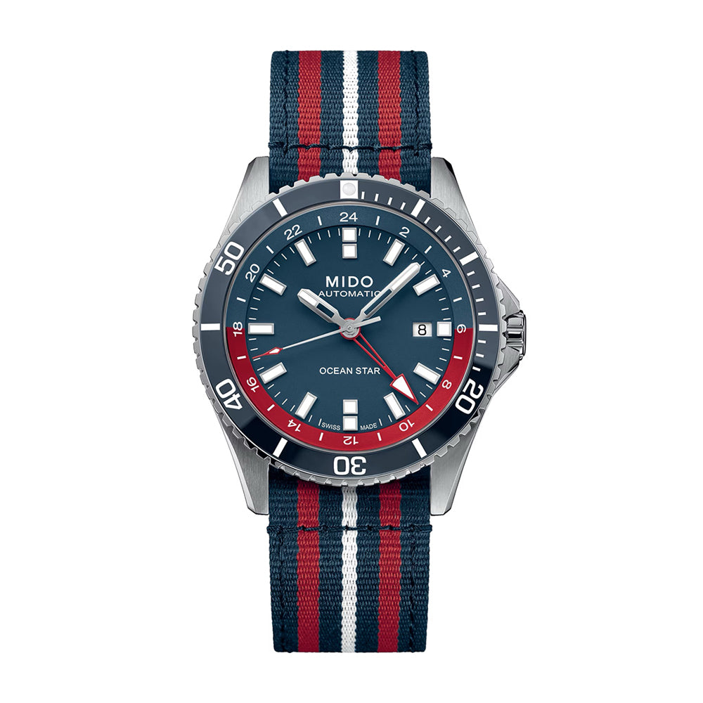 Mido Ocean Star GMT Blue and Red Steel | King Jewelers
