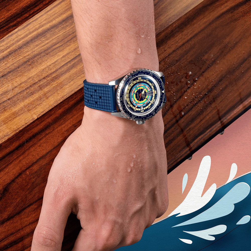 Mido Ocean Star Decompression Worldtimer Blue | King Jewelers