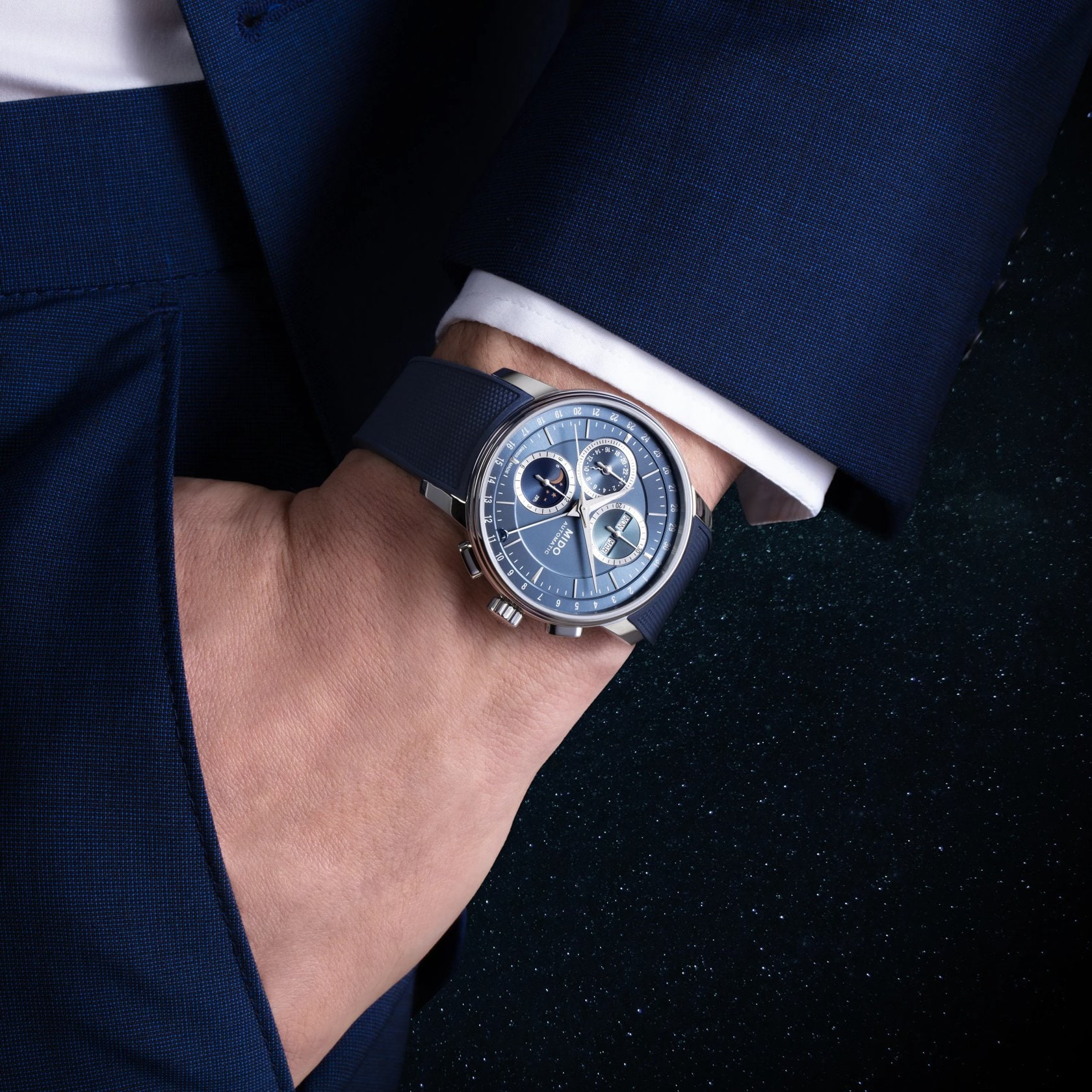 Mido Baroncelli Chronograph Moonphase Blue