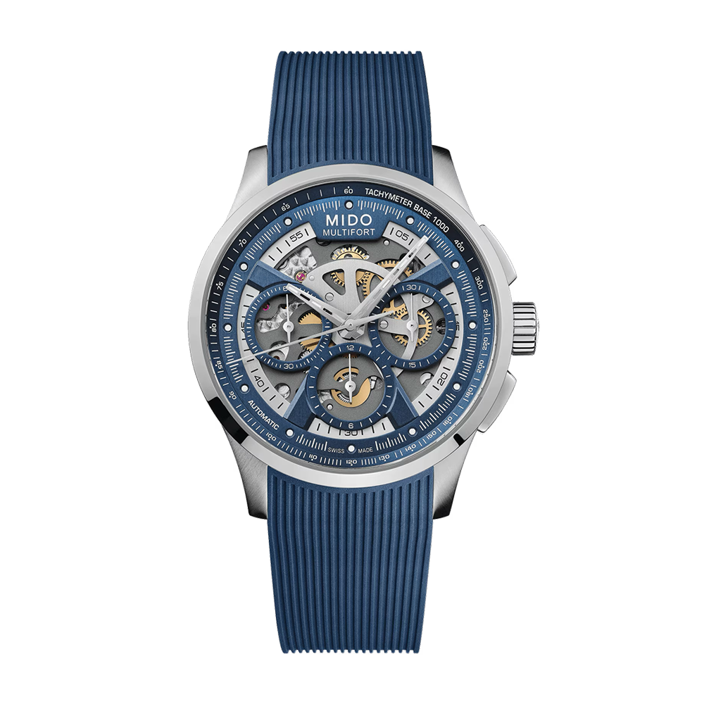 Mido Multifort Skeleton Chronograph Blue