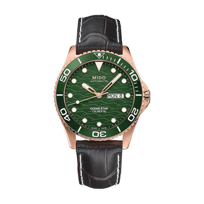 Mido Ocean Star 200C 42.5mm Green Dial Rose Gold PVD Watch