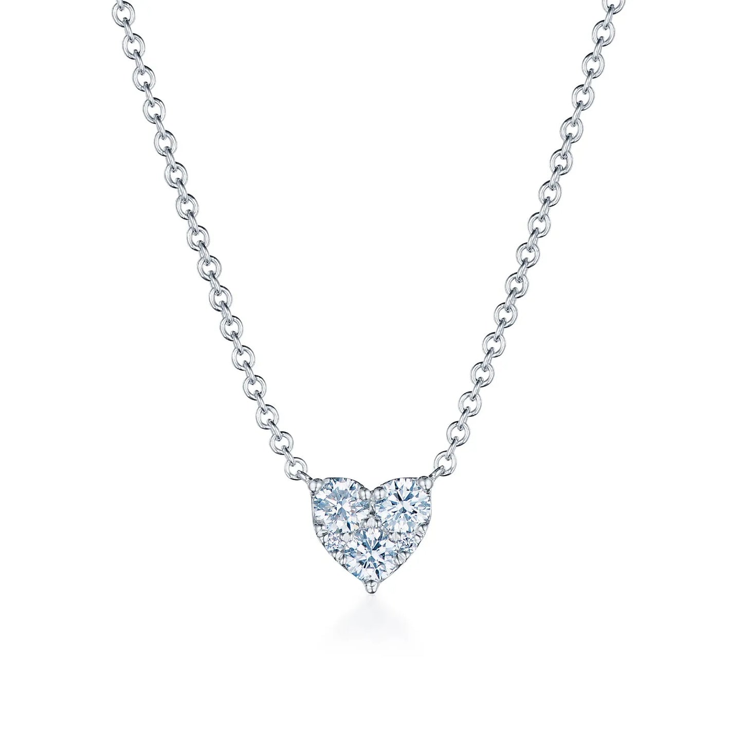 Kwiat Sunburst Heart Pendant with Diamonds in 18K White Gold