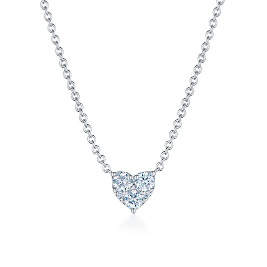 Kwiat Sunburst Heart Pendant with Diamonds in 18K White Gold