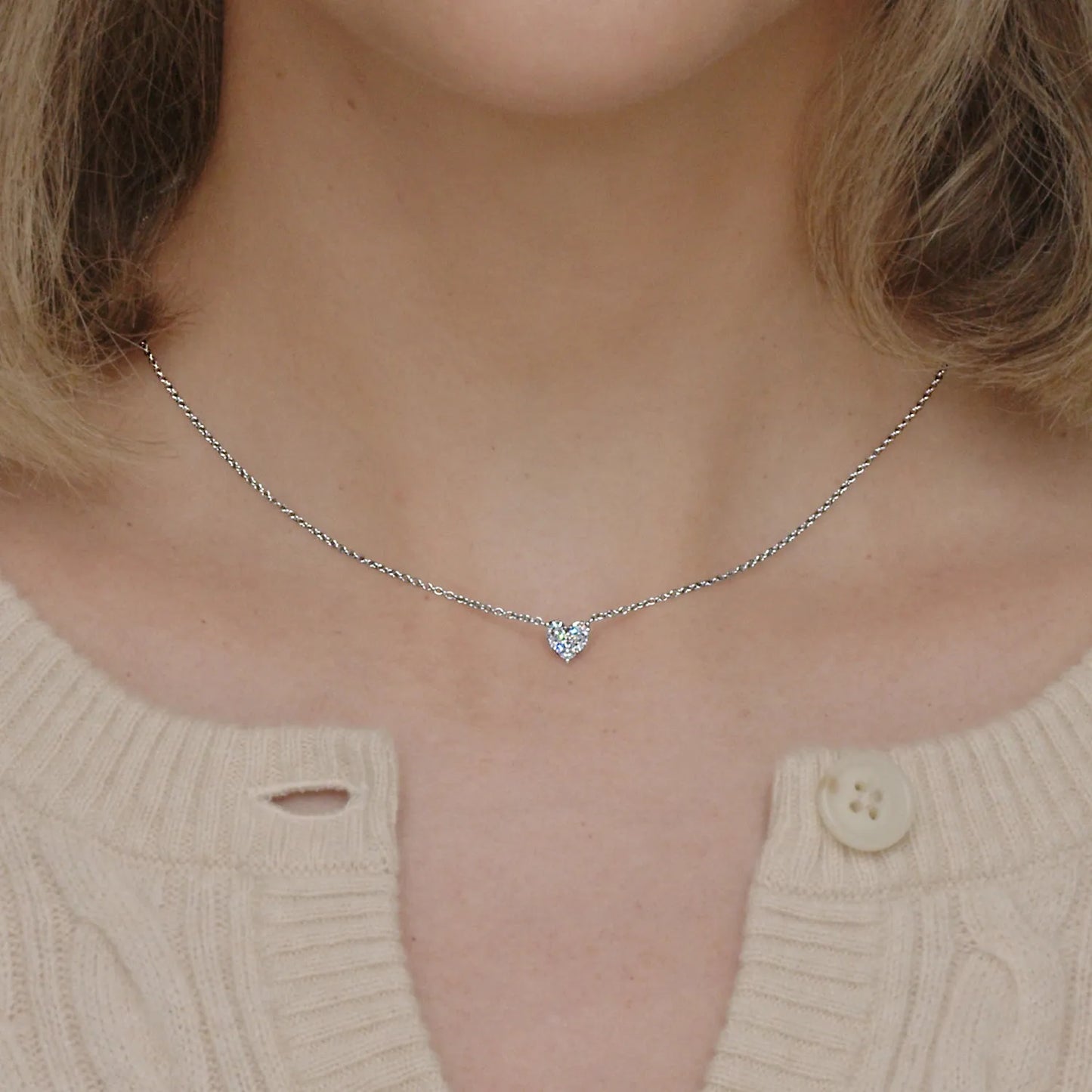Kwiat Sunburst Heart Pendant with Diamonds in 18K White Gold
