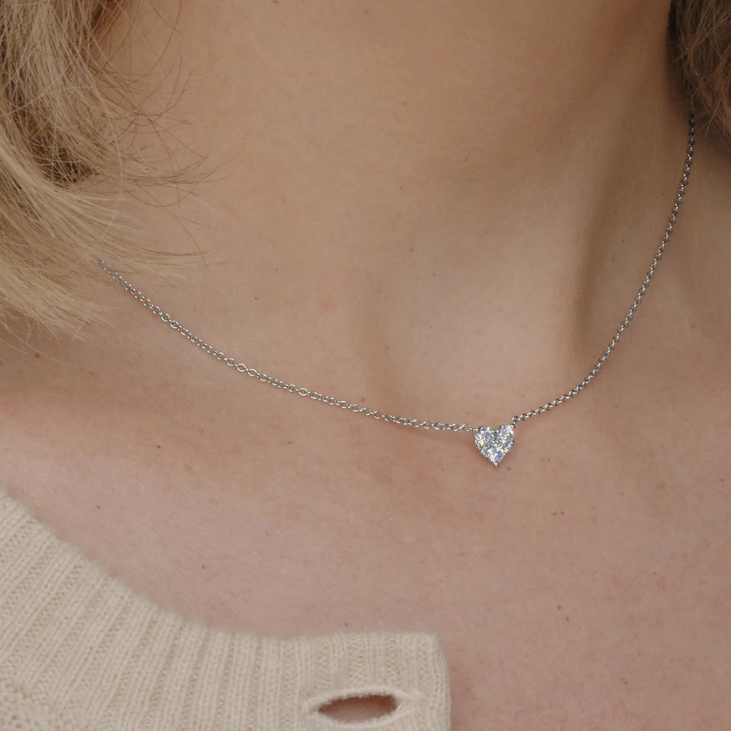 Kwiat Sunburst Heart Pendant with Diamonds in 18K White Gold