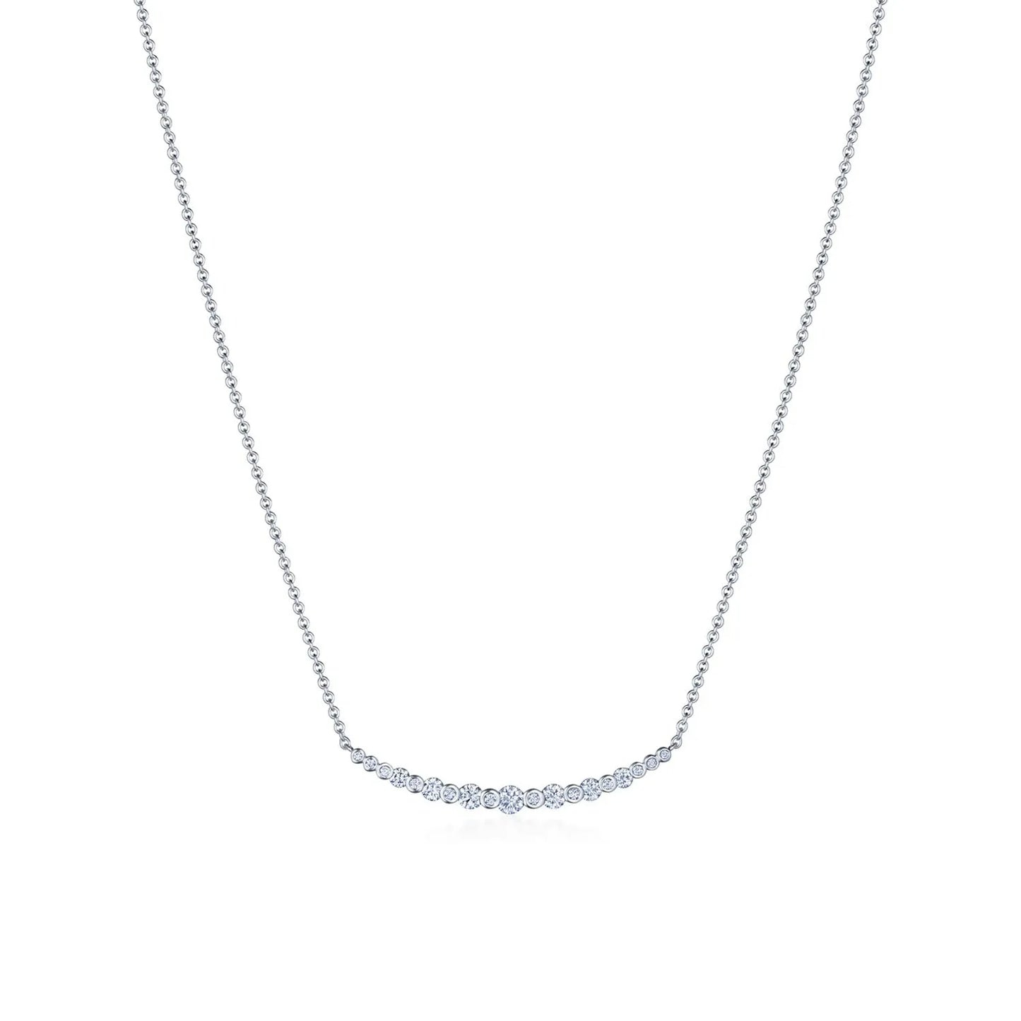 Kwiat Lyric Curved Bar Necklace with Diamonds in 18K White Gold
