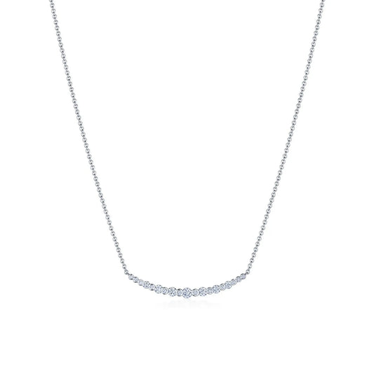 Kwiat Lyric Curved Bar Necklace with Diamonds in 18K White Gold