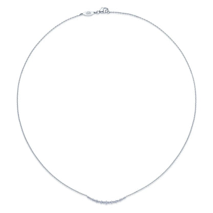 Kwiat Lyric Curved Bar Necklace with Diamonds in 18K White Gold