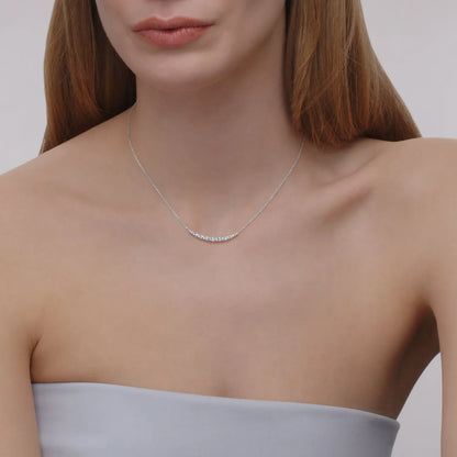 Kwiat Lyric Curved Bar Necklace with Diamonds in 18K White Gold
