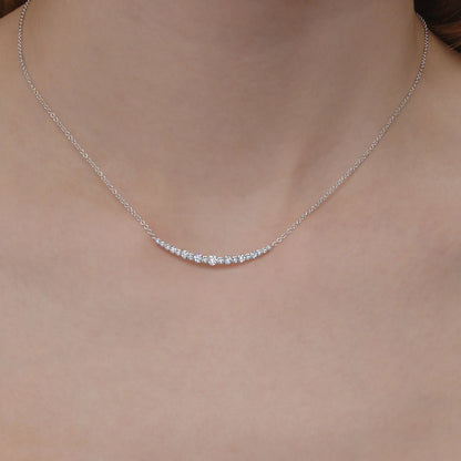 Kwiat Lyric Curved Bar Necklace with Diamonds in 18K White Gold
