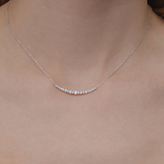 Kwiat Lyric Curved Bar Necklace with Diamonds in 18K White Gold