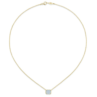 Kwiat Sunburst Emerald Cut Diamond East-West Pendant in 18K Yellow Gold