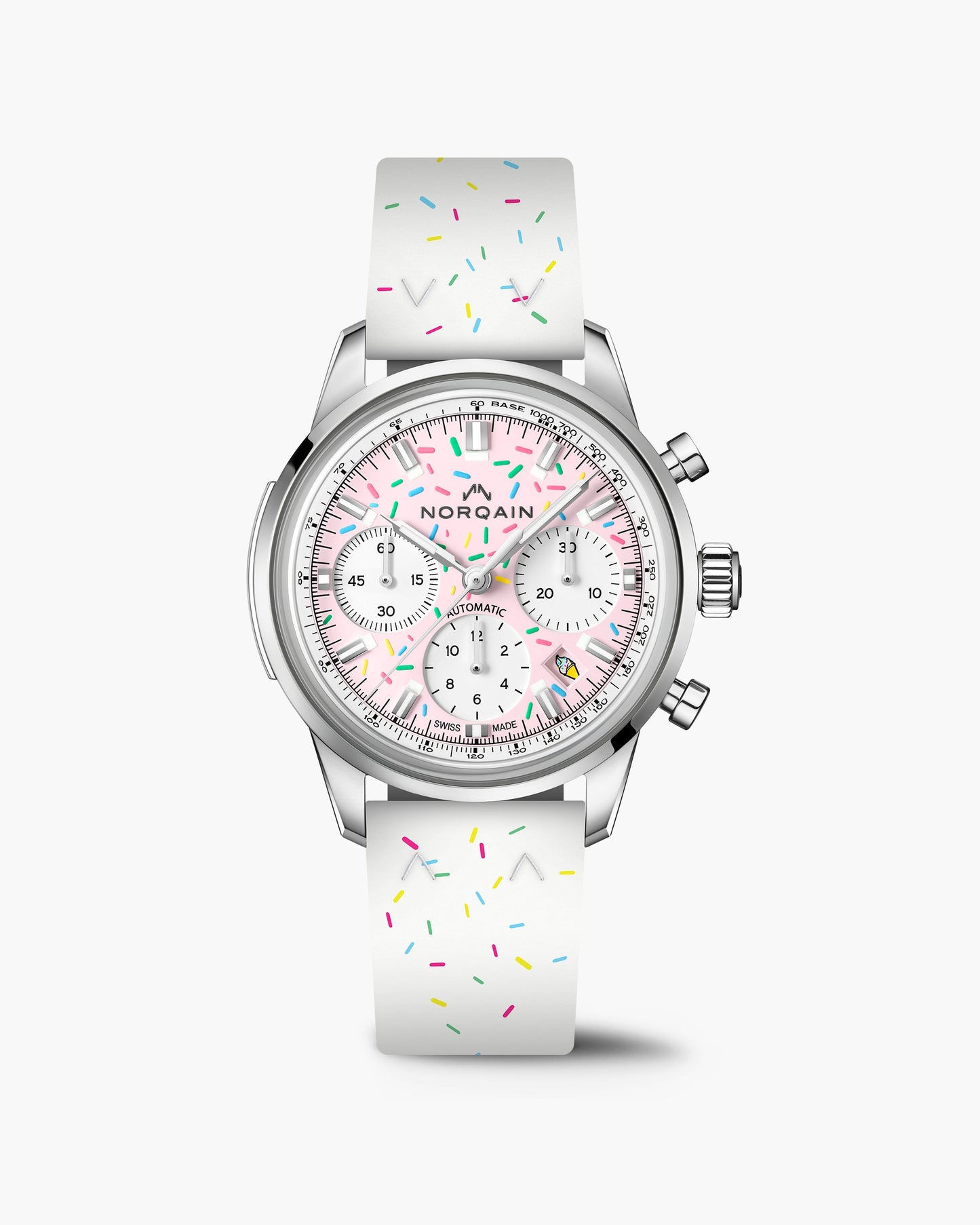NORQAIN Freedom 60 Chrono Sprinkles Pink Dial Stainless Steel - View 6
