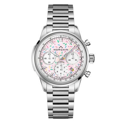NORQAIN Freedom 60 Chrono Sprinkles Pink Dial Stainless Steel