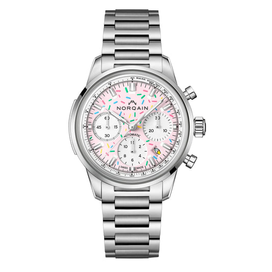 NORQAIN Freedom 60 Chrono Sprinkles Pink Dial Stainless Steel