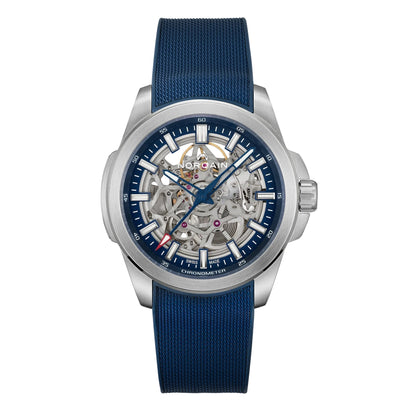 NORQAIN Independence Skeleton 42mm Blue Dial Blue Rubber Strap