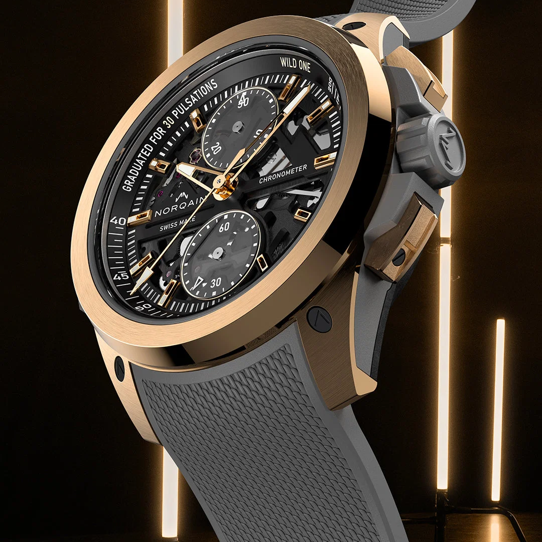 NORQAIN Wild One Skeleton Chronograph 18K Rose Gold