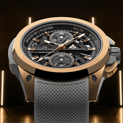 NORQAIN Wild One Skeleton Chronograph 18K Rose Gold