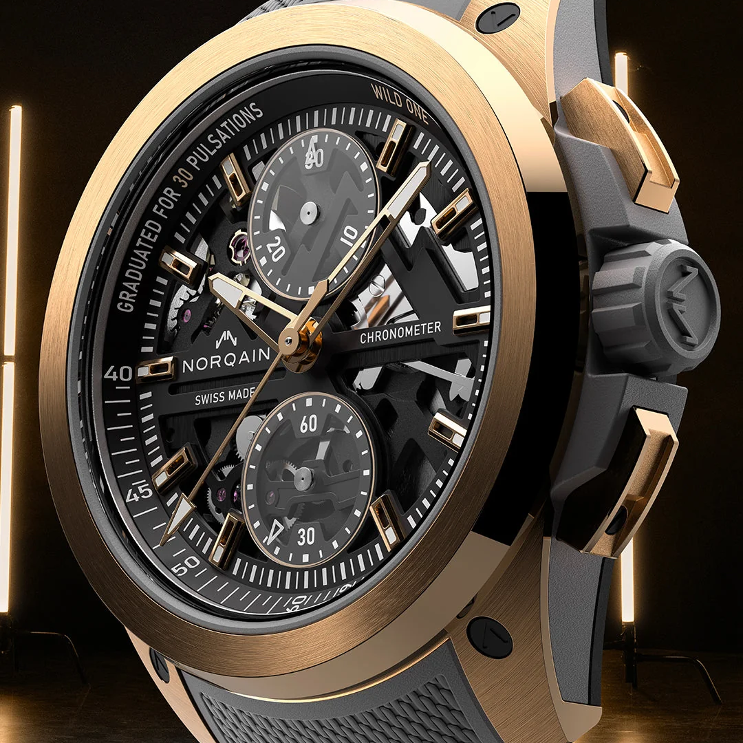 NORQAIN Wild One Skeleton Chronograph 18K Rose Gold