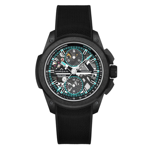 NORQAIN Wild ONE Skeleton Chrono Black Dial Black Rubber Strap