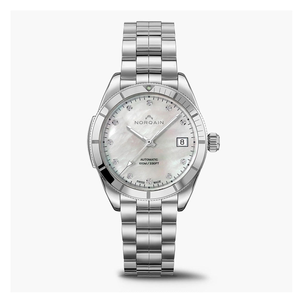 NORQAIN Adventure Sport 37mm Mother of Pearl Diamond Dial