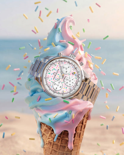 NORQAIN Freedom 60 Chrono Sprinkles Pink Dial Stainless Steel - View 3