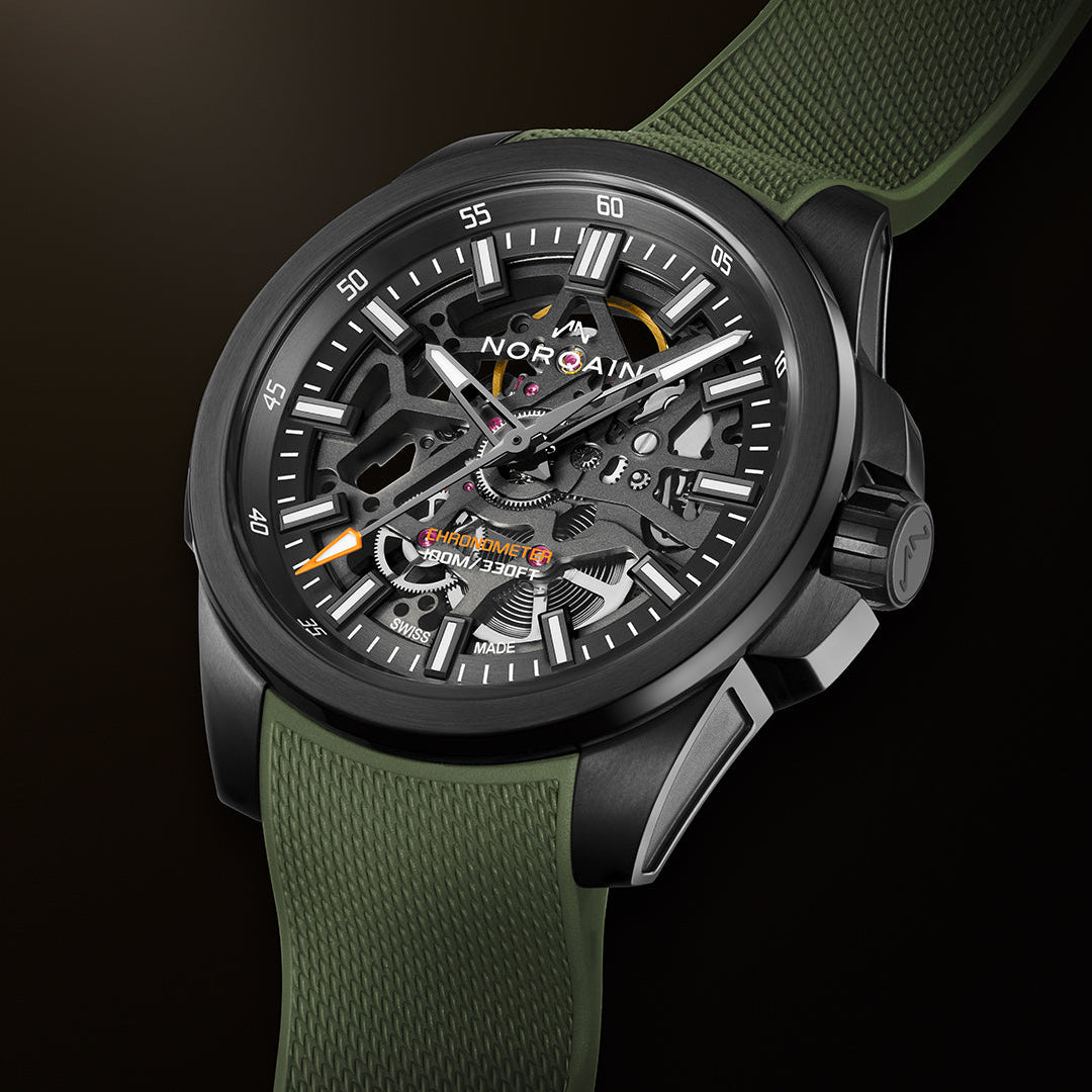NORQAIN Independence Skeleton 40mm Anthracite Dial Khaki Rubber Strap - View 4