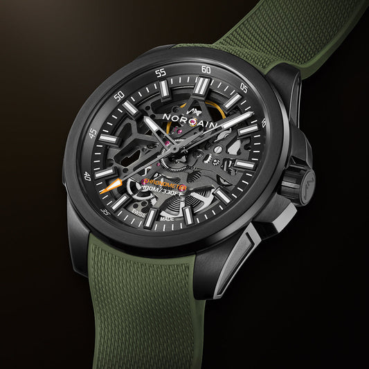 NORQAIN Independence Skeleton 40mm Anthracite Dial Khaki Rubber Strap - View 4