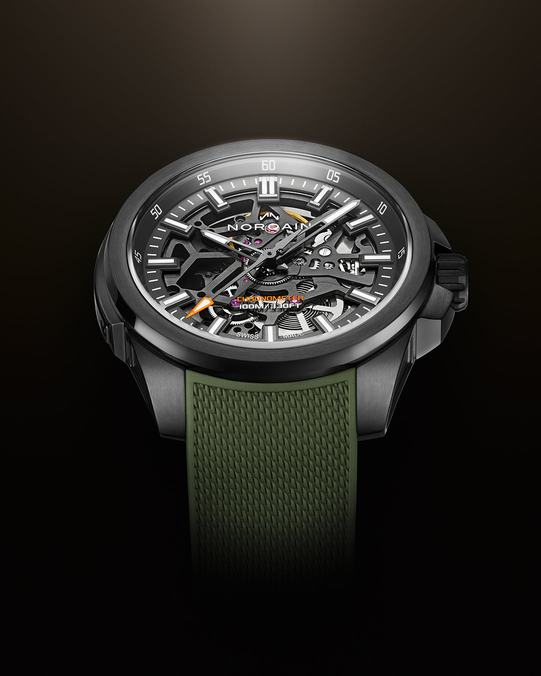 NORQAIN Independence Skeleton 40mm Anthracite Dial Khaki Rubber Strap - View 3