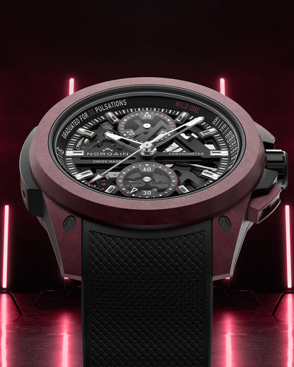 NORQAIN Wild ONE Skeleton Chrono Burgundy Limited Edition - View 4