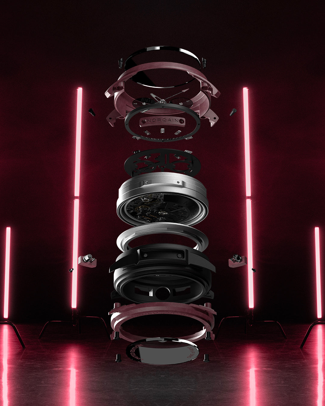 NORQAIN Wild ONE Skeleton Chrono Burgundy Limited Edition - View 6