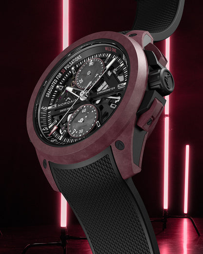 NORQAIN Wild ONE Skeleton Chrono Burgundy Limited Edition - View 2