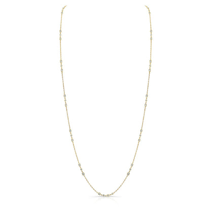 Norman Silverman Mixed Shape Diamond Station Necklace 18K Yellow Gold