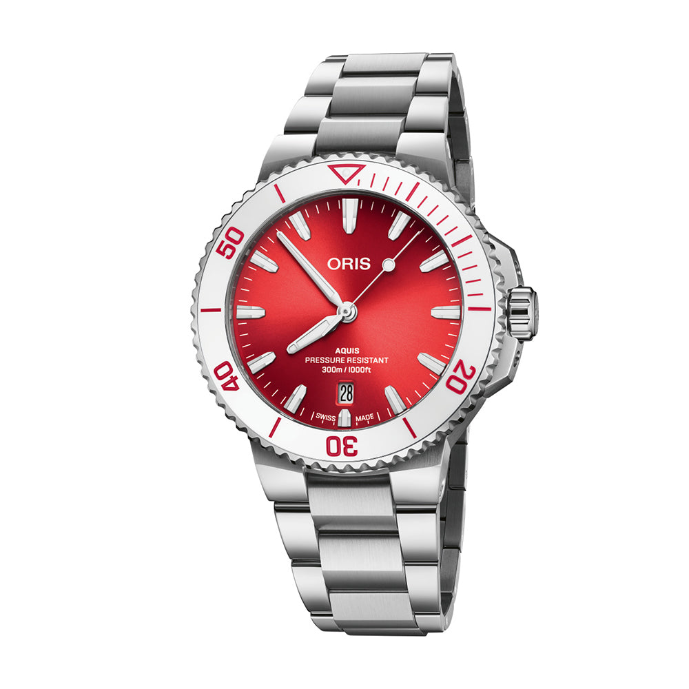 オリス ORIS AQUIS RED LIMITED EDITION 73376534183MB Oris Aquis Red Limited Edition Mens Automatic Divers