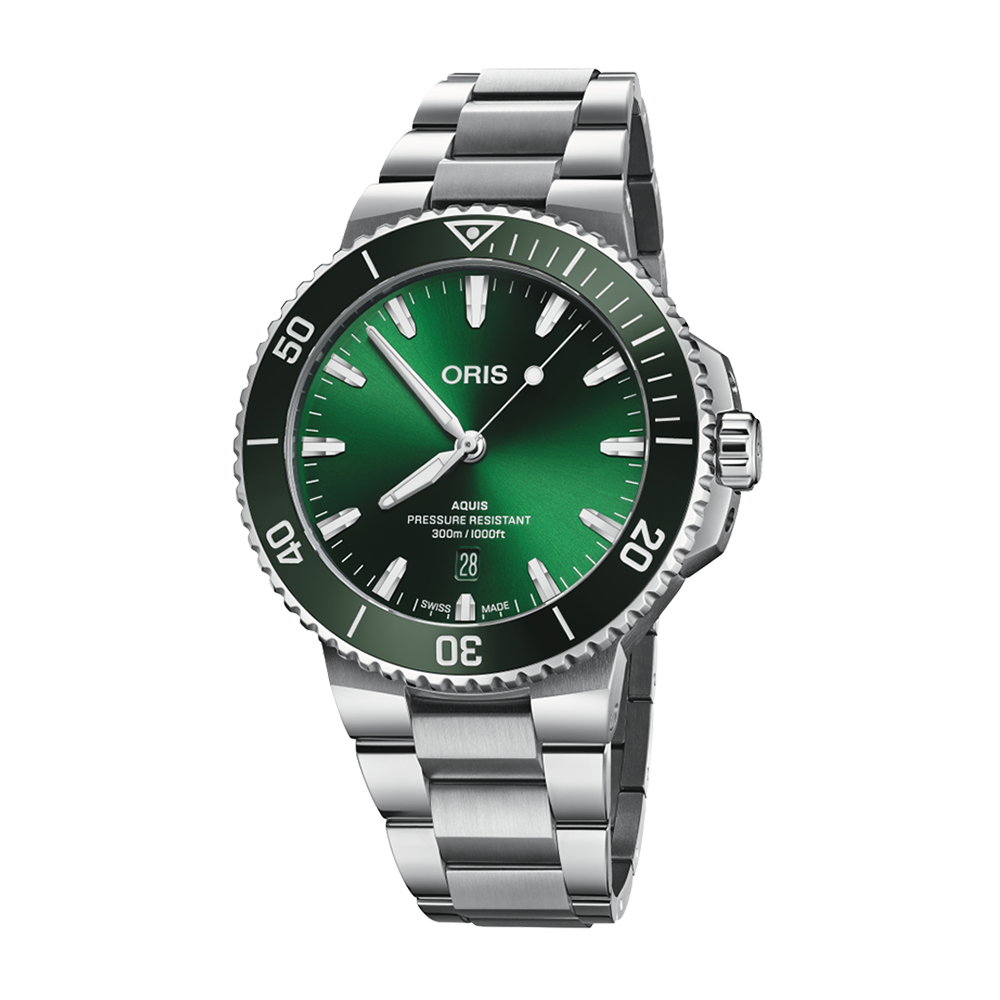 Oris Aquis Date 43.5mm Green Bracelet Watch