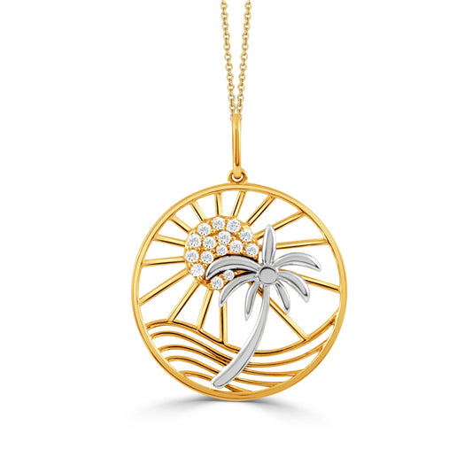 Doves Tropics 14K White and Yellow Gold Diamond Pendant