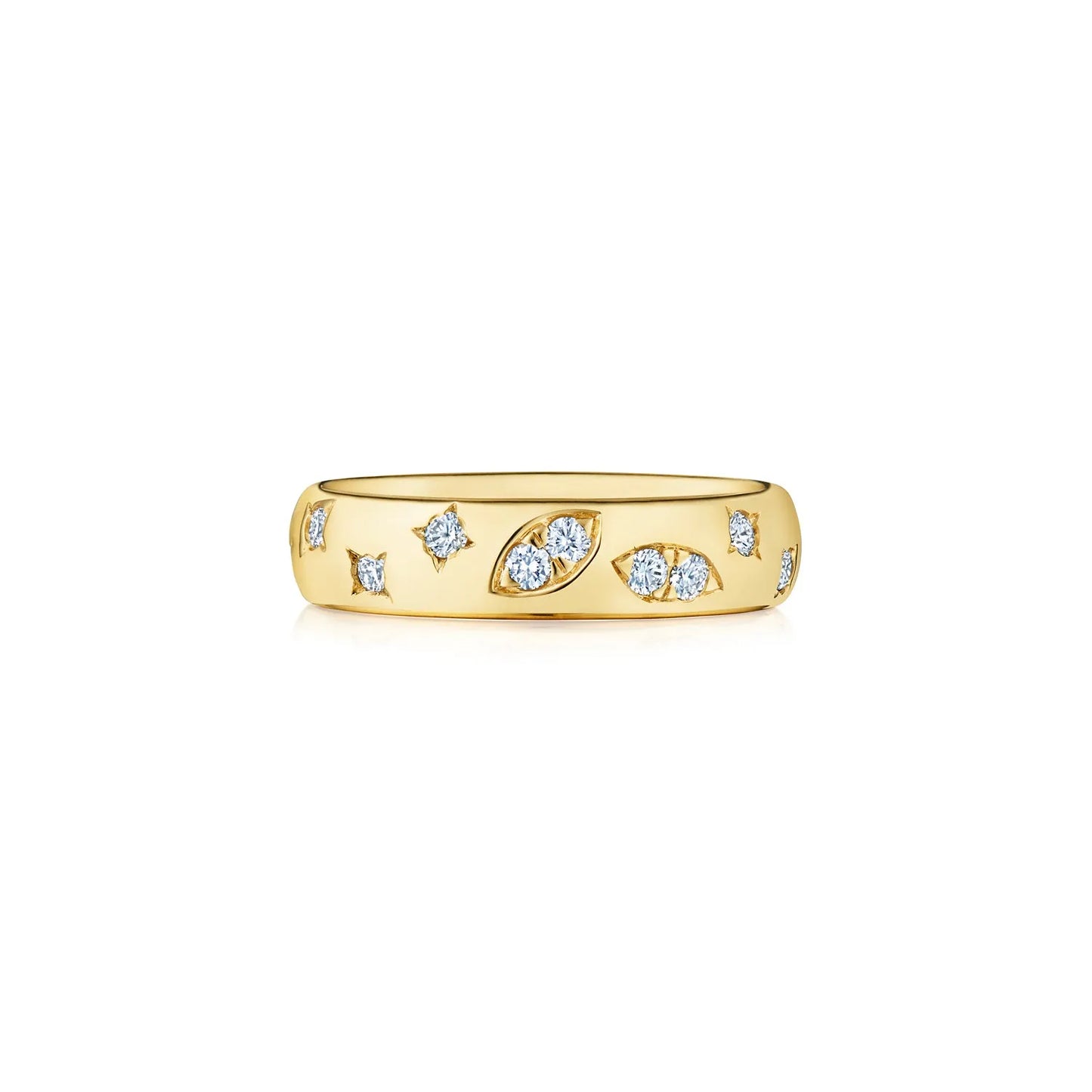 Kwiat Cobblestone Ring with Star-Set Diamonds in 18K Yellow Gold - view 1