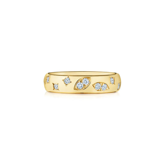 Kwiat Cobblestone Ring with Star-Set Diamonds in 18K Yellow Gold - view 1