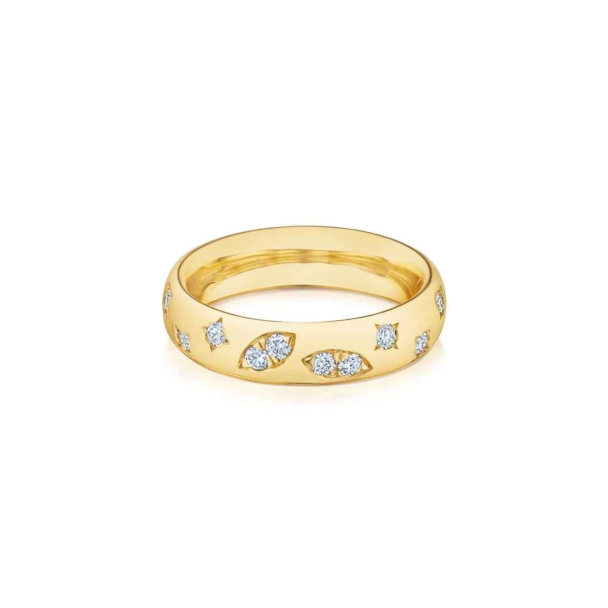 Kwiat Cobblestone Ring with Star-Set Diamonds in 18K Yellow Gold