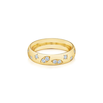 Kwiat Cobblestone Ring with Star-Set Diamonds in 18K Yellow Gold