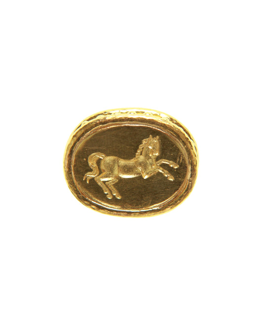 Elizabeth Locke Rearing Horse Ring 19K Yellow Gold