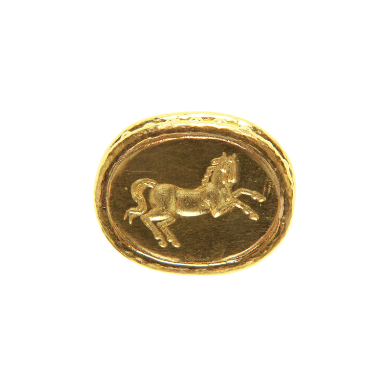 Elizabeth Locke Rearing Horse Ring 19K Yellow Gold