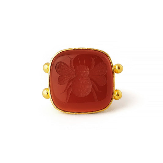 Elizabeth Locke Carnelian Bee Ring