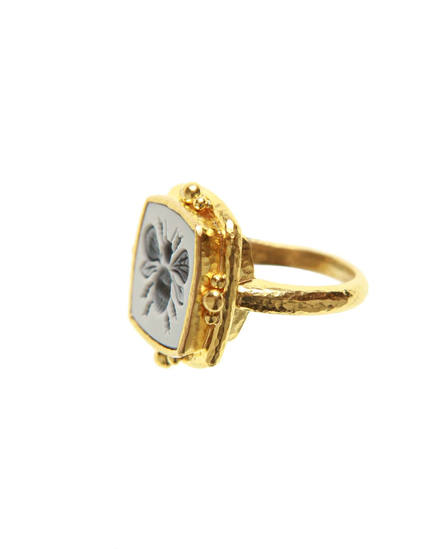 Elizabeth Locke Bee Ring with Agate