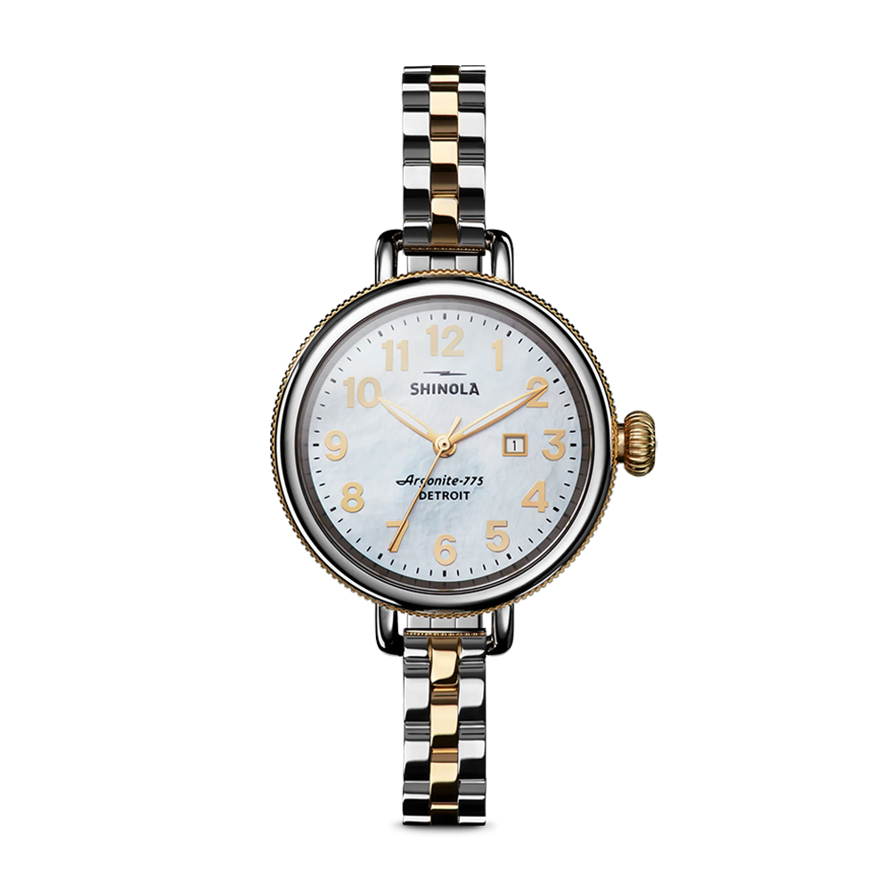 Shinola Birdy 34mm Mother of Pearl Dial Two-Tone Bracelet Watch