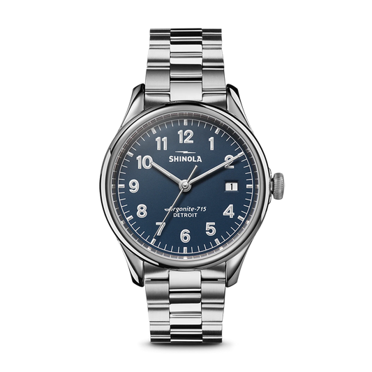 Shinola Vinton 38mm Midnight Blue Dial Stainless Steel Bracelet Watch