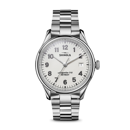 Shinola Vinton 38mm Alabaster Enamel Dial Stainless Steel Bracelet Watch